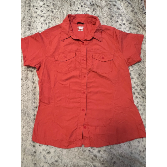 Columbia Button Down Womens Shirt Size M Orange/coral EUC - Picture 1 of 12